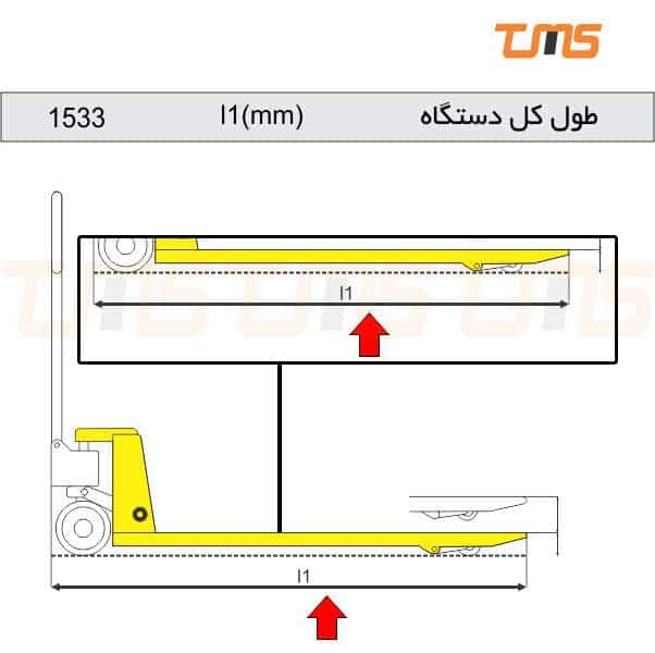 برای محاسبه ابعاد جک پالت یکی از موارد طول آن می باشد